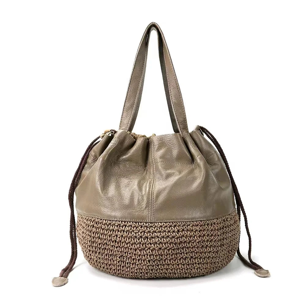 Woven Elegance Leather Tote