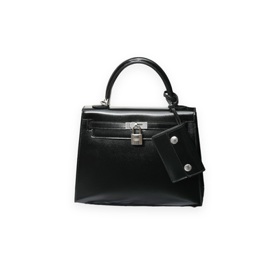 Structured Black Leather Handbag