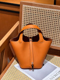 Genuine Pebbled Leather Bucket Bag