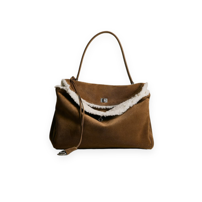 Shearling & Suede Shoulder Bag