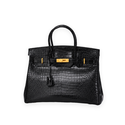 Croc-Embossed Leather Tote Bag