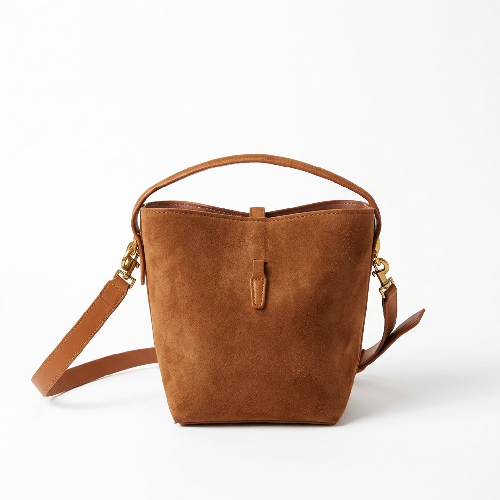 Suede Calfskin Bucket Bag