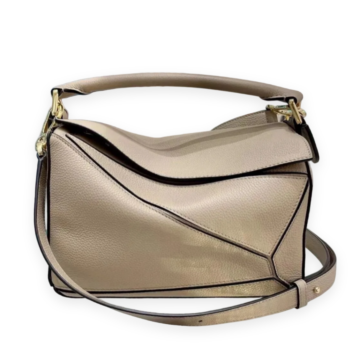 Puzzle Cowhide Leather Shoulder Bag