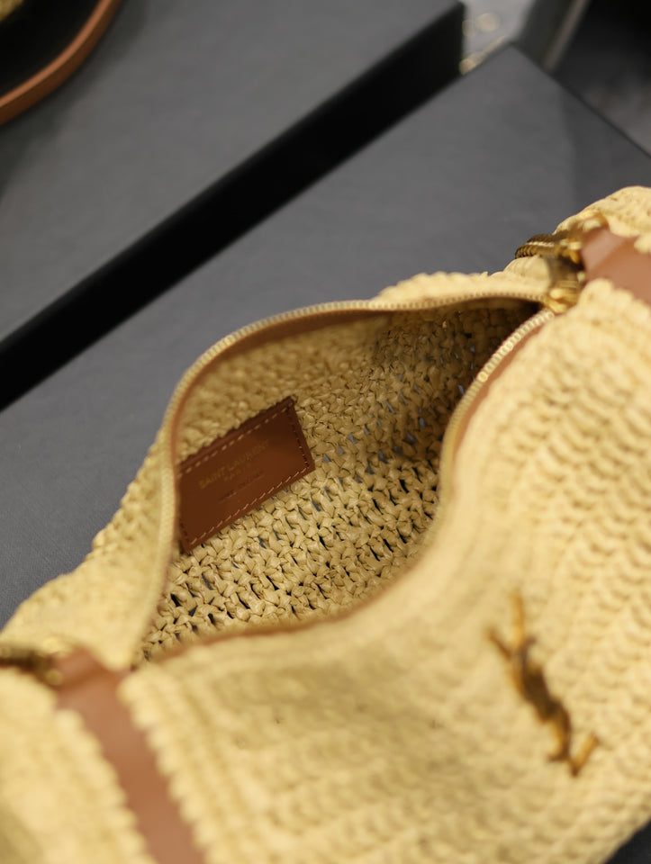 Handwoven Raffia Cylinder Bag