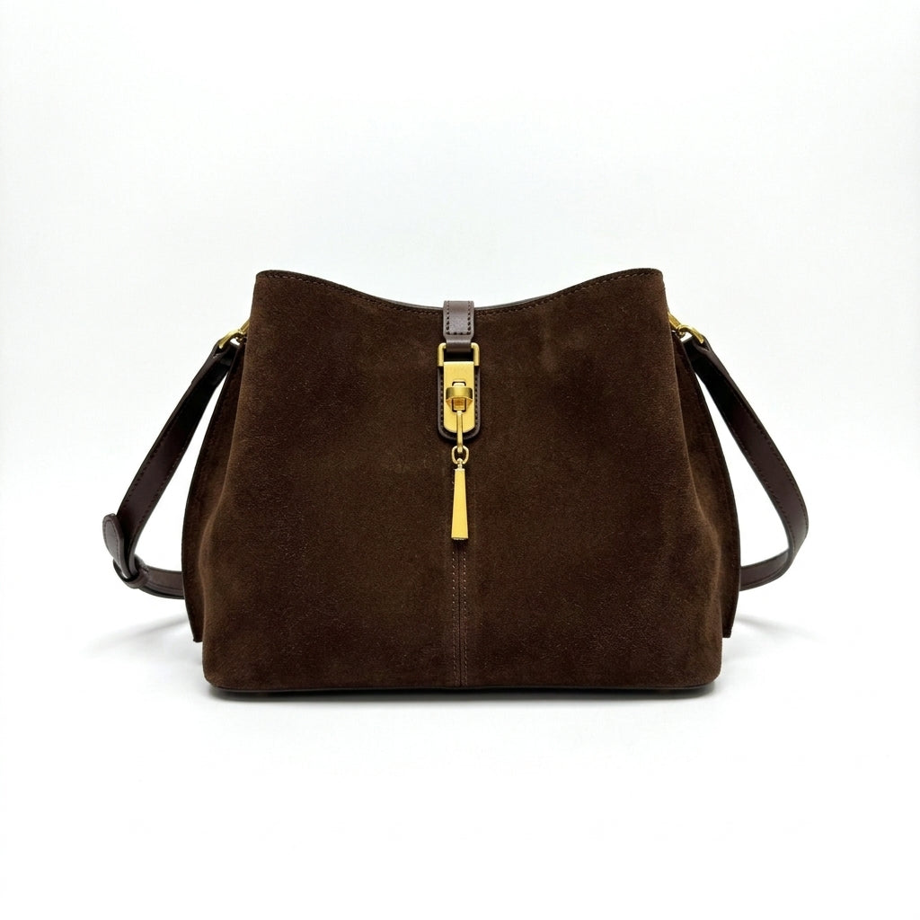 Suede Leather Top Handle Bag