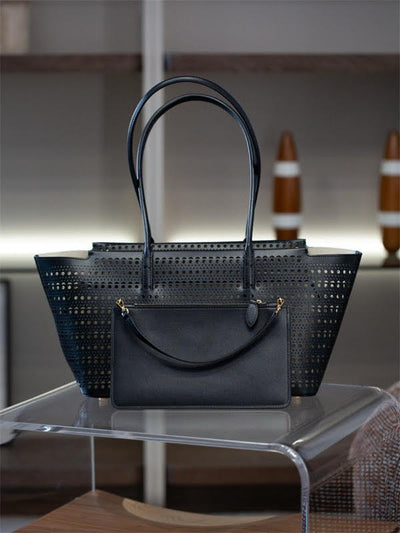 Cutout Leather Tote Bag