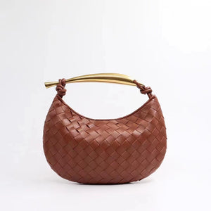 Brown Sardine metal-handle Intrecciato-leather bag