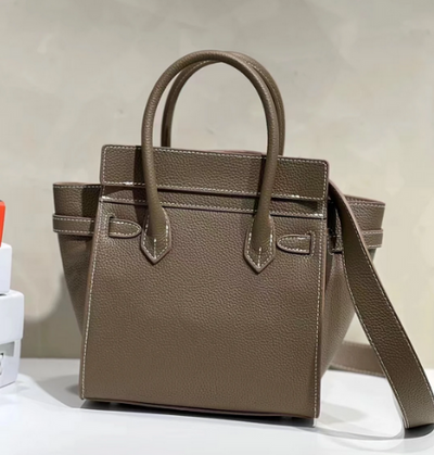 Black Medium Gate Top Handle Leather Handbag