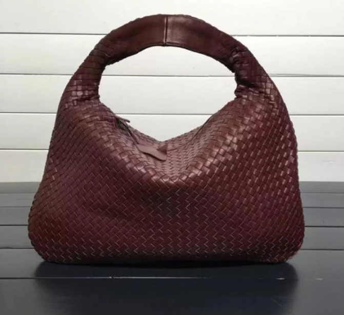 Woven Leather Large Hobo Bag